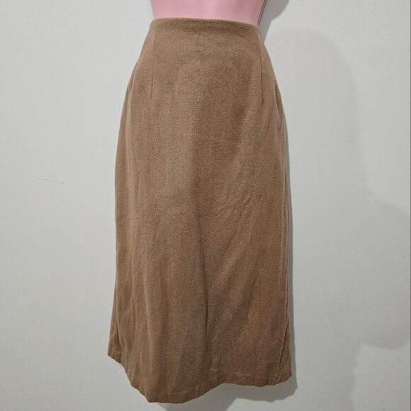 Vintage - Savannah - Skirt Wool Pencil Plus Size - Size 14 - Tan - 100% Wool - Picture 1 of 8